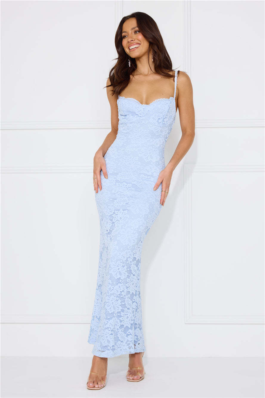 Soft Sweet Lace Maxi Dress Blue