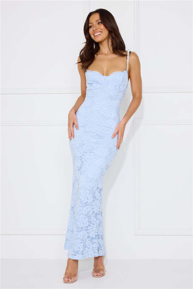 Soft Sweet Lace Maxi Dress Blue