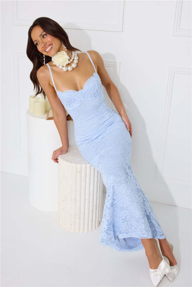 Soft Sweet Lace Maxi Dress Blue