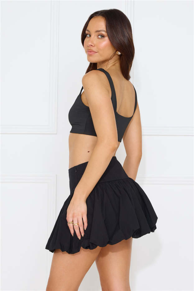 Cityscape Mid Rise Bubble Mini Skirt Black