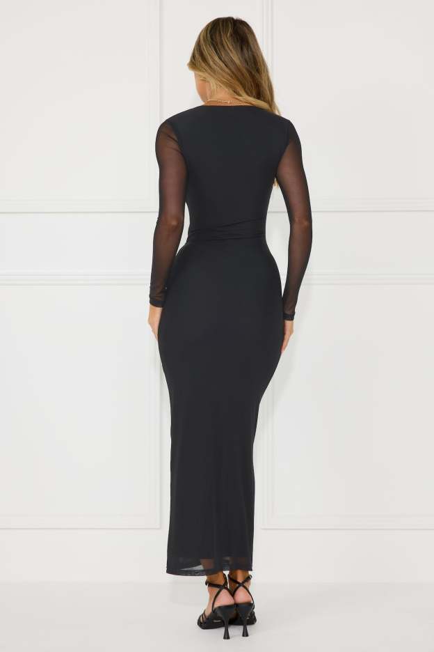 Brilliant Vibes Long Sleeve Maxi Dress Black