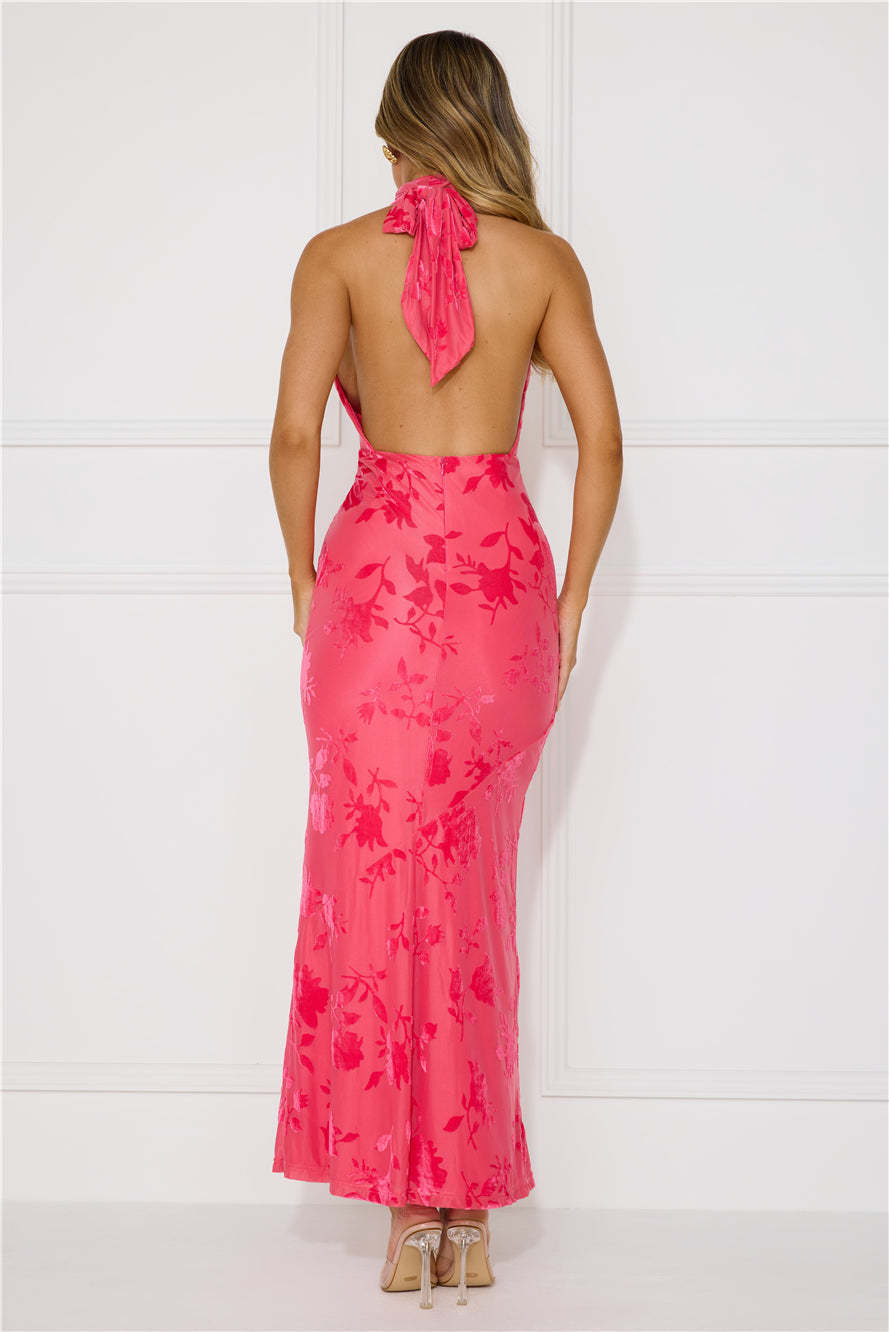 Shallow Love Halter Maxi Dress Pink