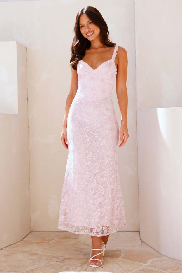 Glitz Diamond Midi Dress Pink