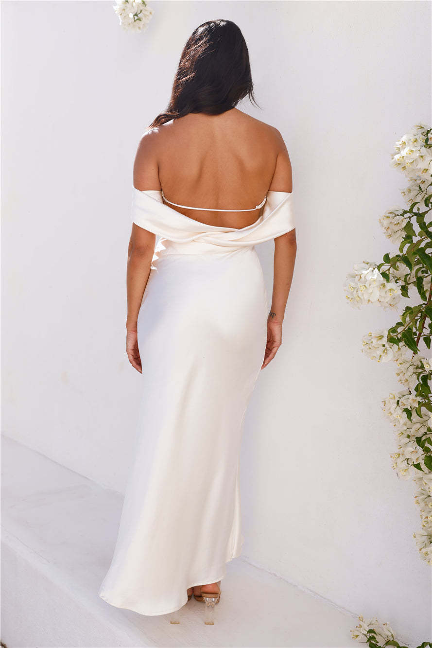 Precious Pearl Satin Maxi Dress Champagne