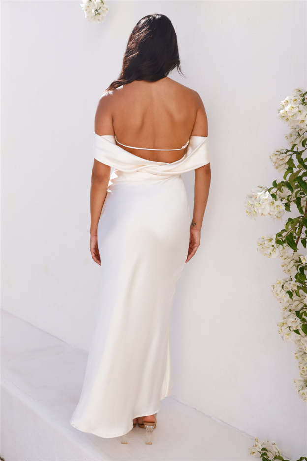 Precious Pearl Satin Maxi Dress Champagne