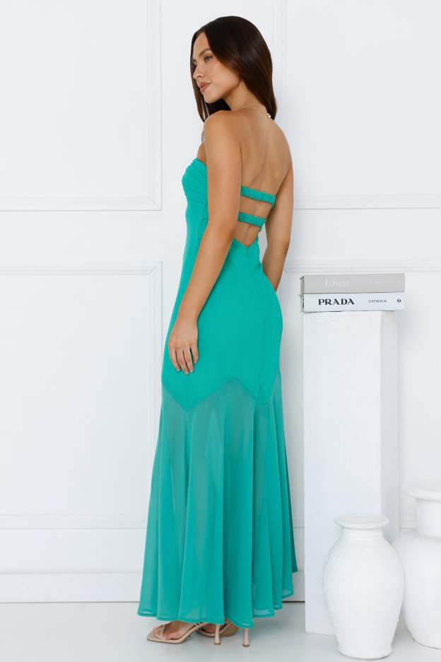 Luxe Leisure Strapless Maxi Dress Green