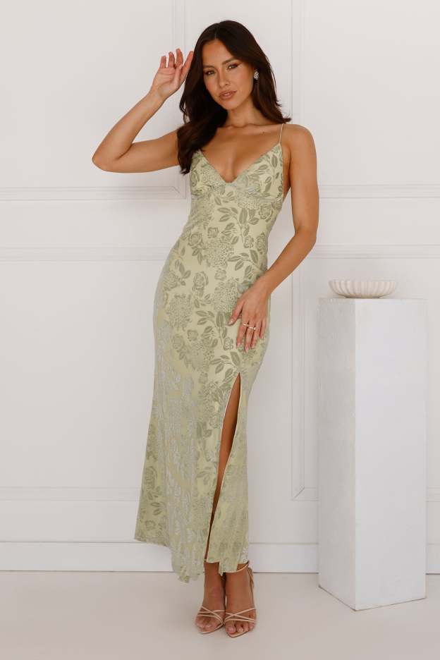 Seaside Sanctuary Mesh Maxi Dress Sage