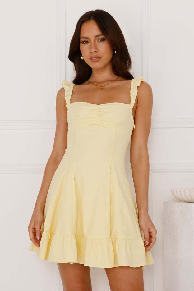 Ultimate Sundress Linen Blend Mini Dress Yellow