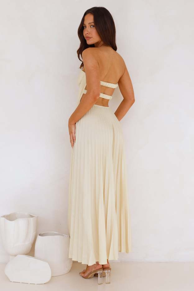 Sunflower Serenity Plisse Maxi Dress Yellow