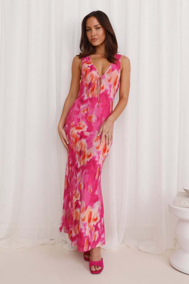 Cordelia Loves Mesh Maxi Dress Pink