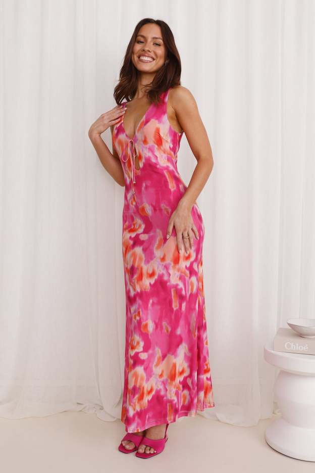 Cordelia Loves Mesh Maxi Dress Pink