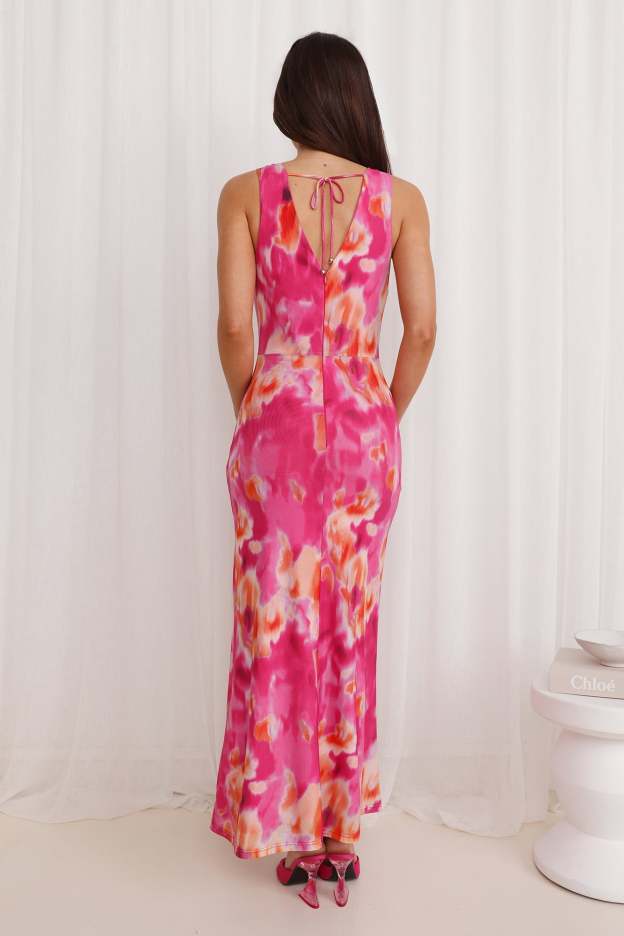 Cordelia Loves Mesh Maxi Dress Pink