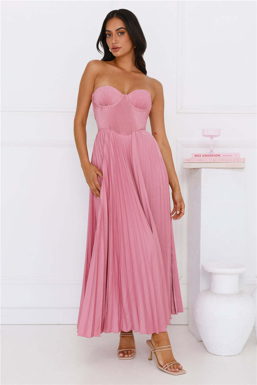 Sunflower Serenity Plisse Maxi Dress Plum