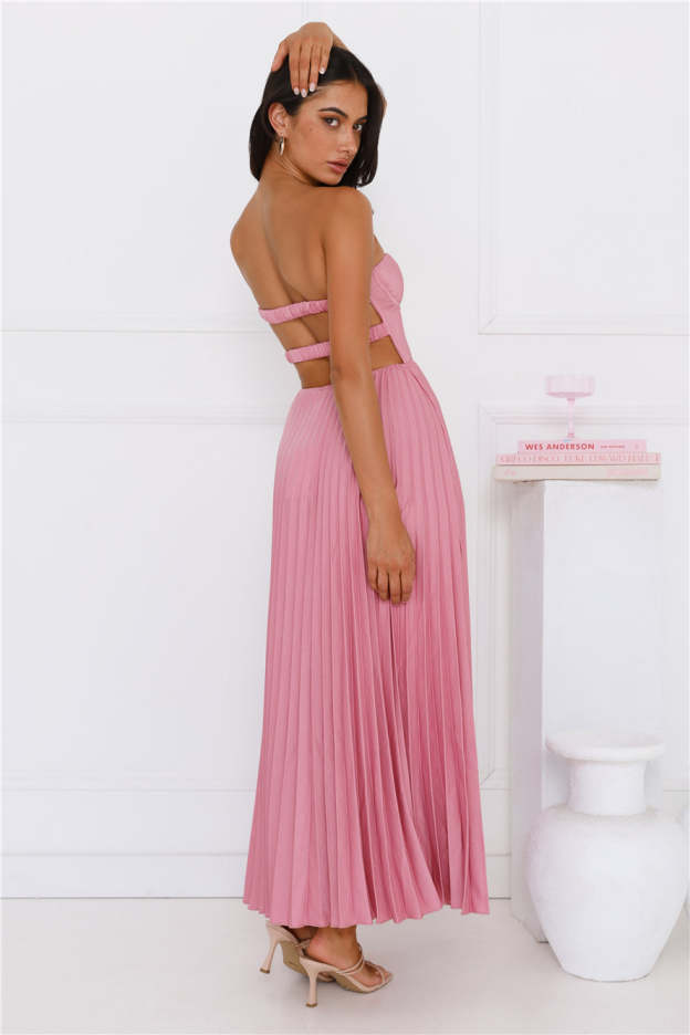 Sunflower Serenity Plisse Maxi Dress Plum