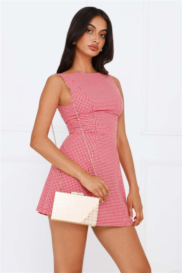 Dream Paddock Gingham Mini Dress Red
