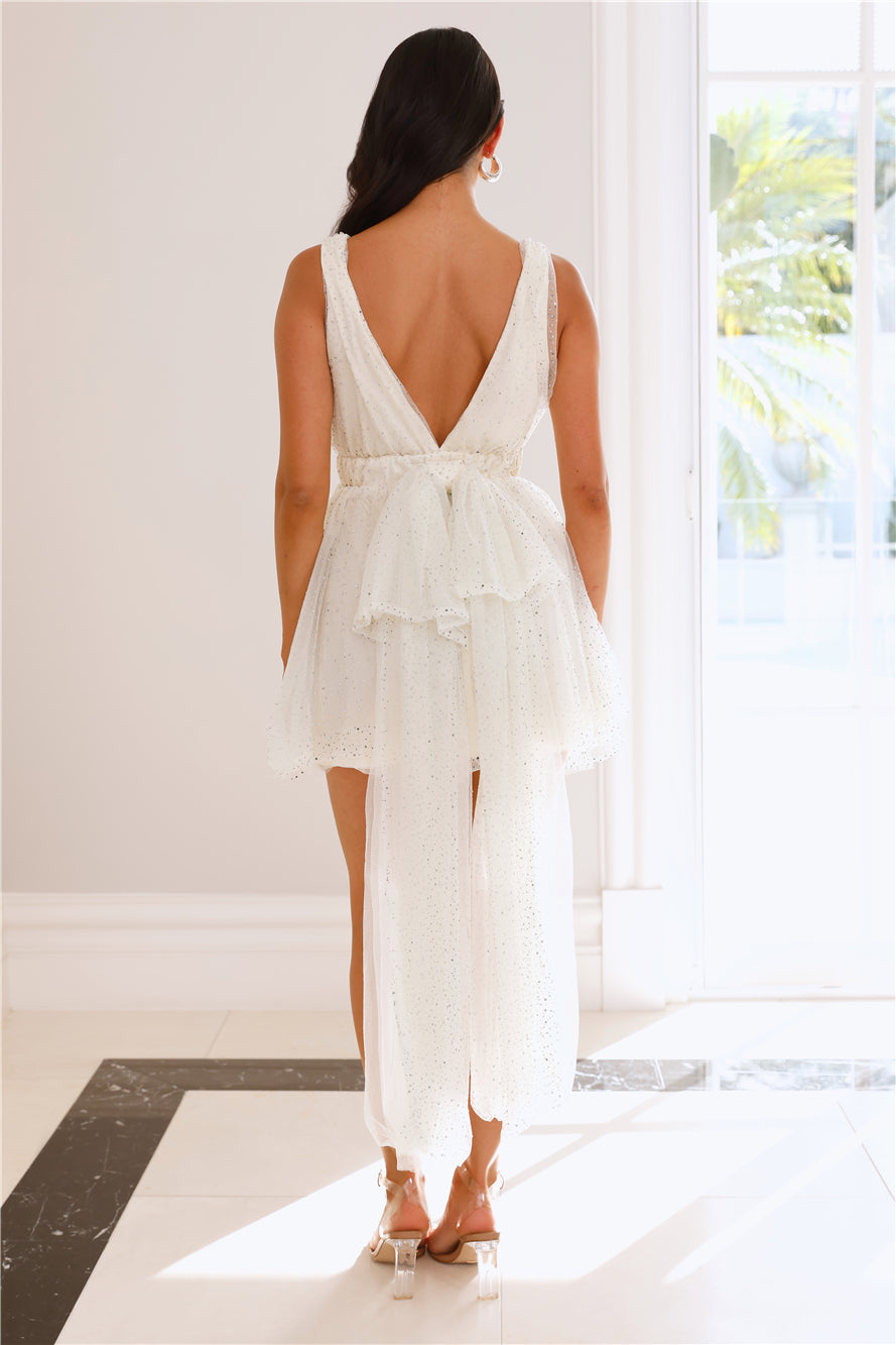 Bring The Bling Mesh Mini Dress Ivory