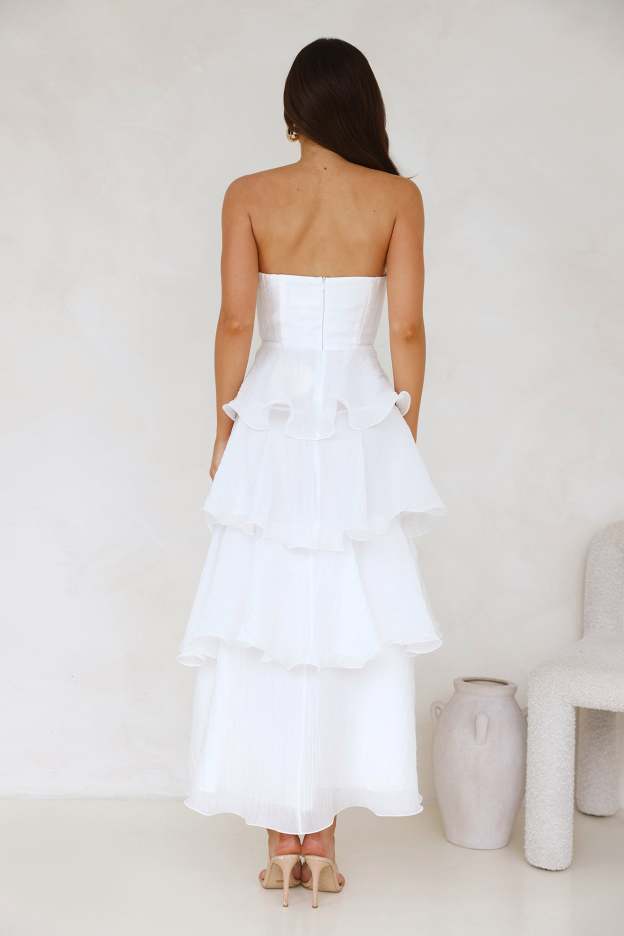 Wedding Adventure Strapless Maxi Dress White