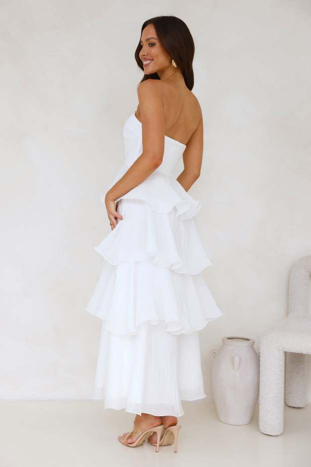 Wedding Adventure Strapless Maxi Dress White