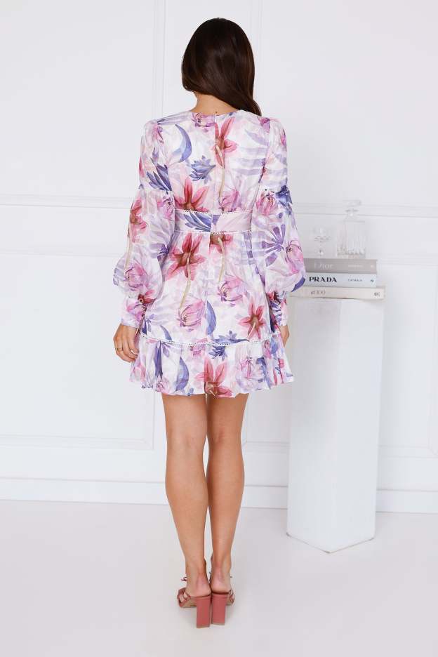 Daylight Delights Long Sleeve Mini Dress Purple