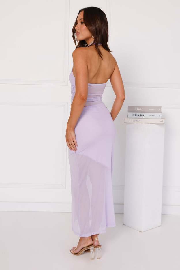 City Based Mesh Maxi Skirt Lilac