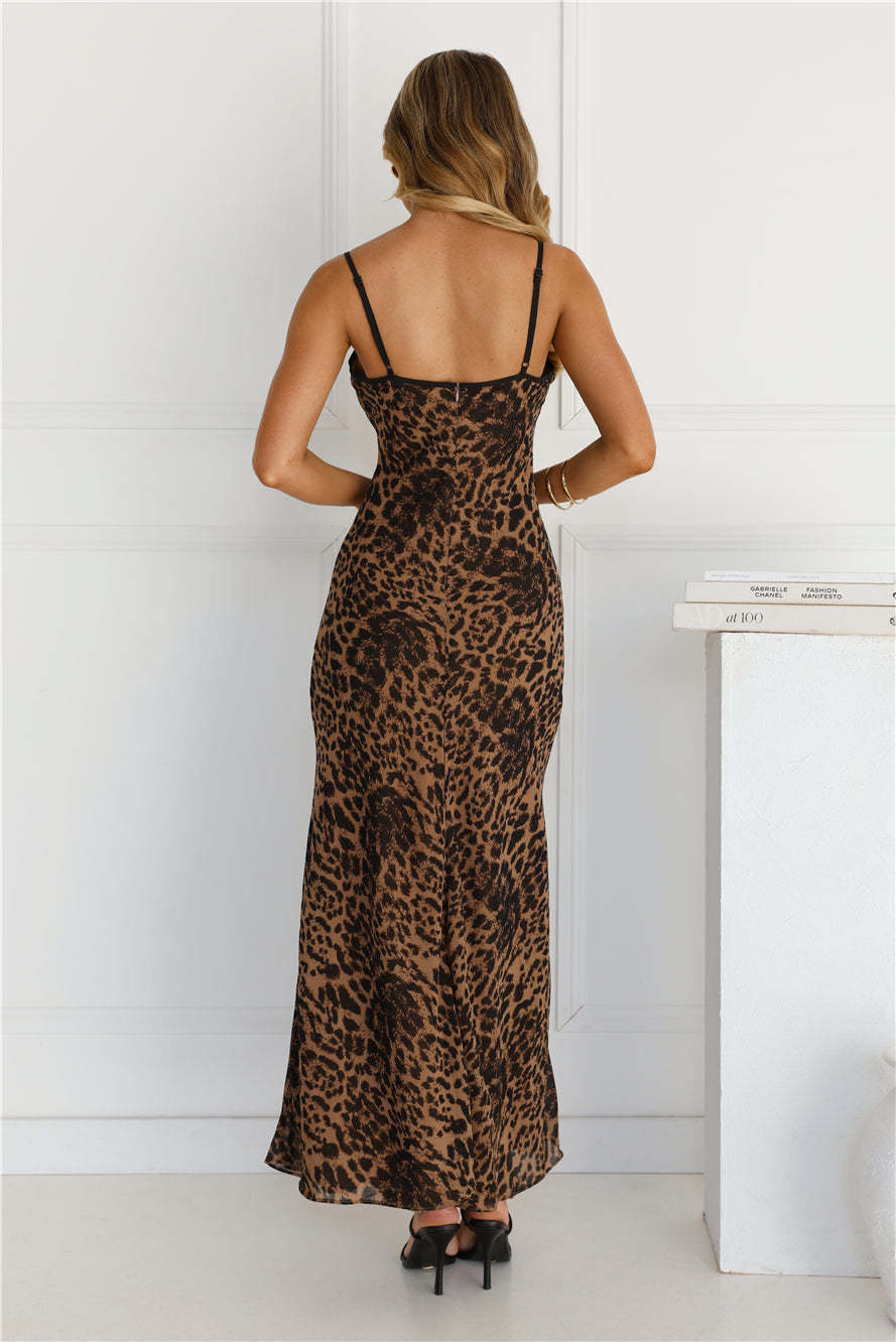 Catwalk Society Slip Maxi Dress Leopard