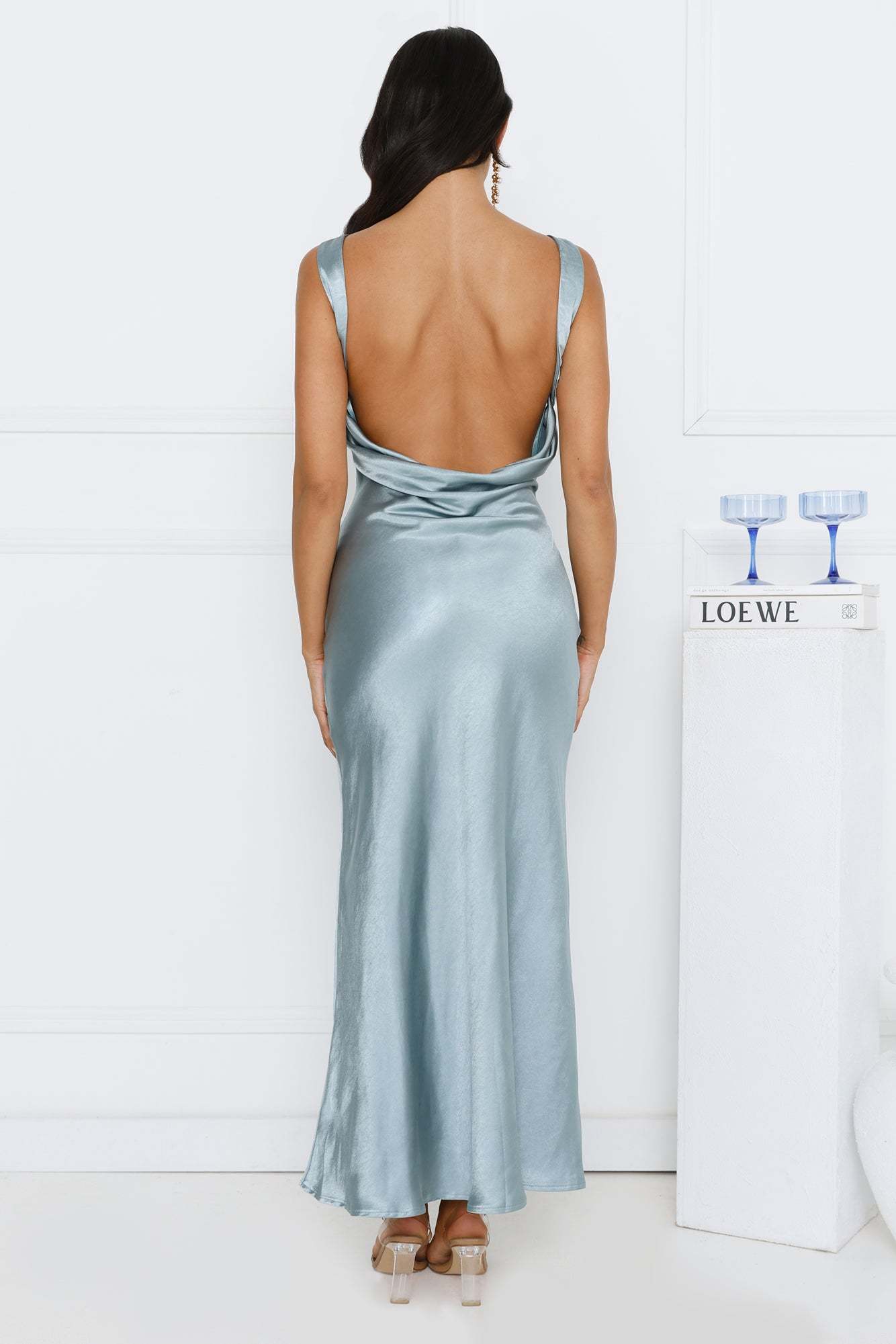 Classy Entrance Satin Slip Maxi Dress Blue