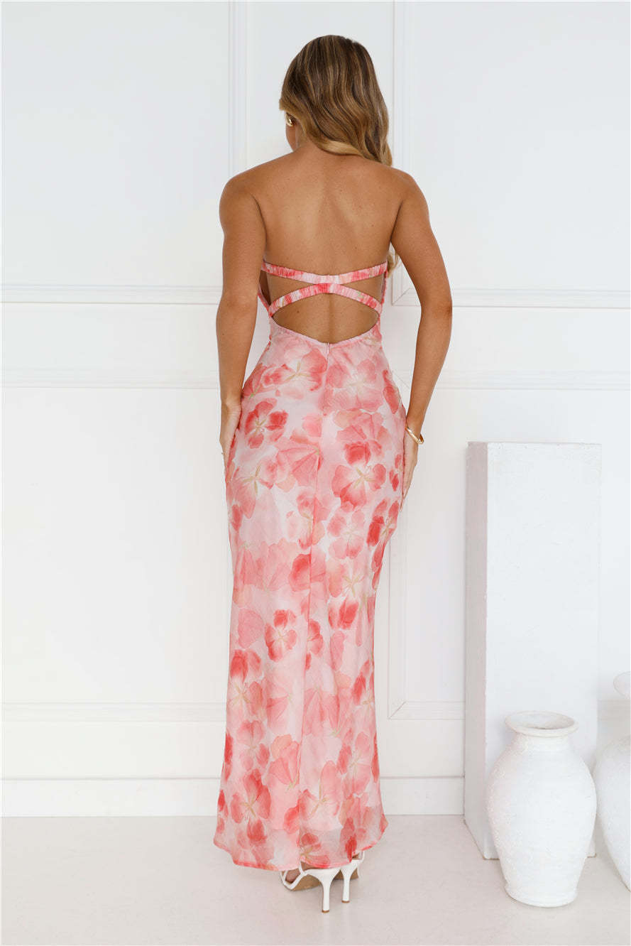 Queen Of You Strapless Maxi Dress Pink