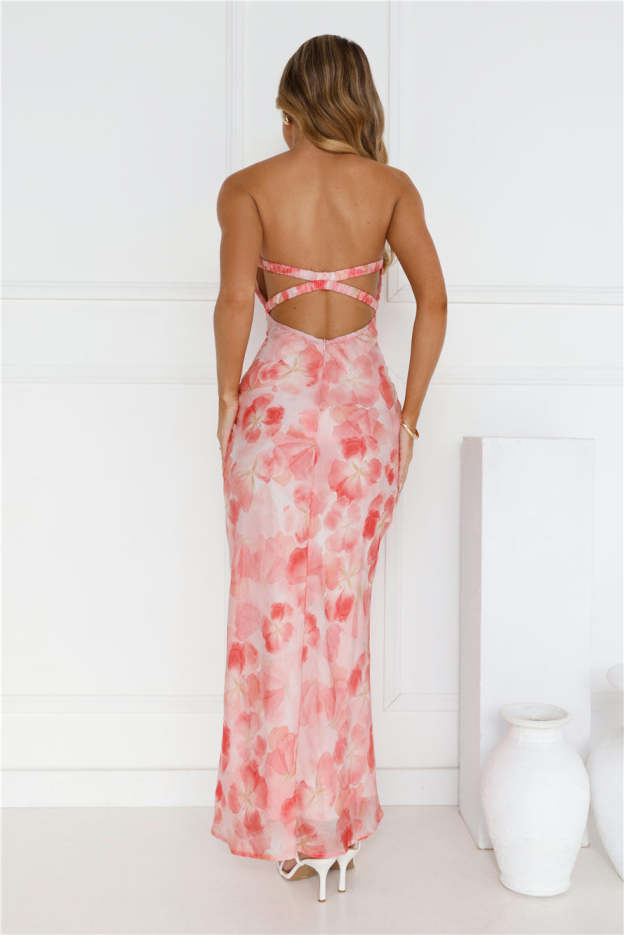 Queen Of You Strapless Maxi Dress Pink