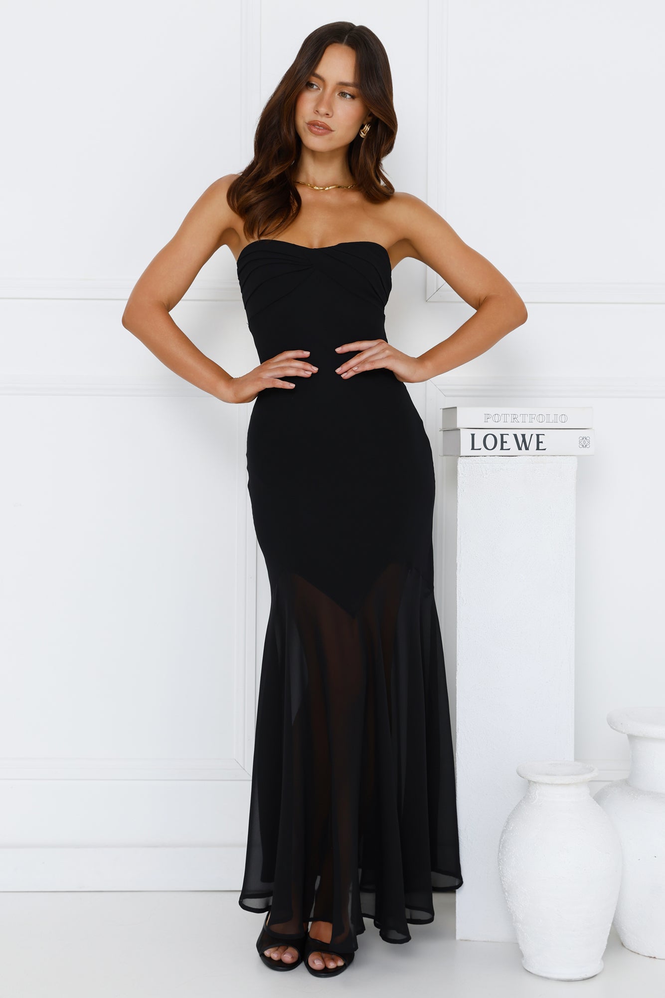 Luxe Leisure Strapless Maxi Dress Black