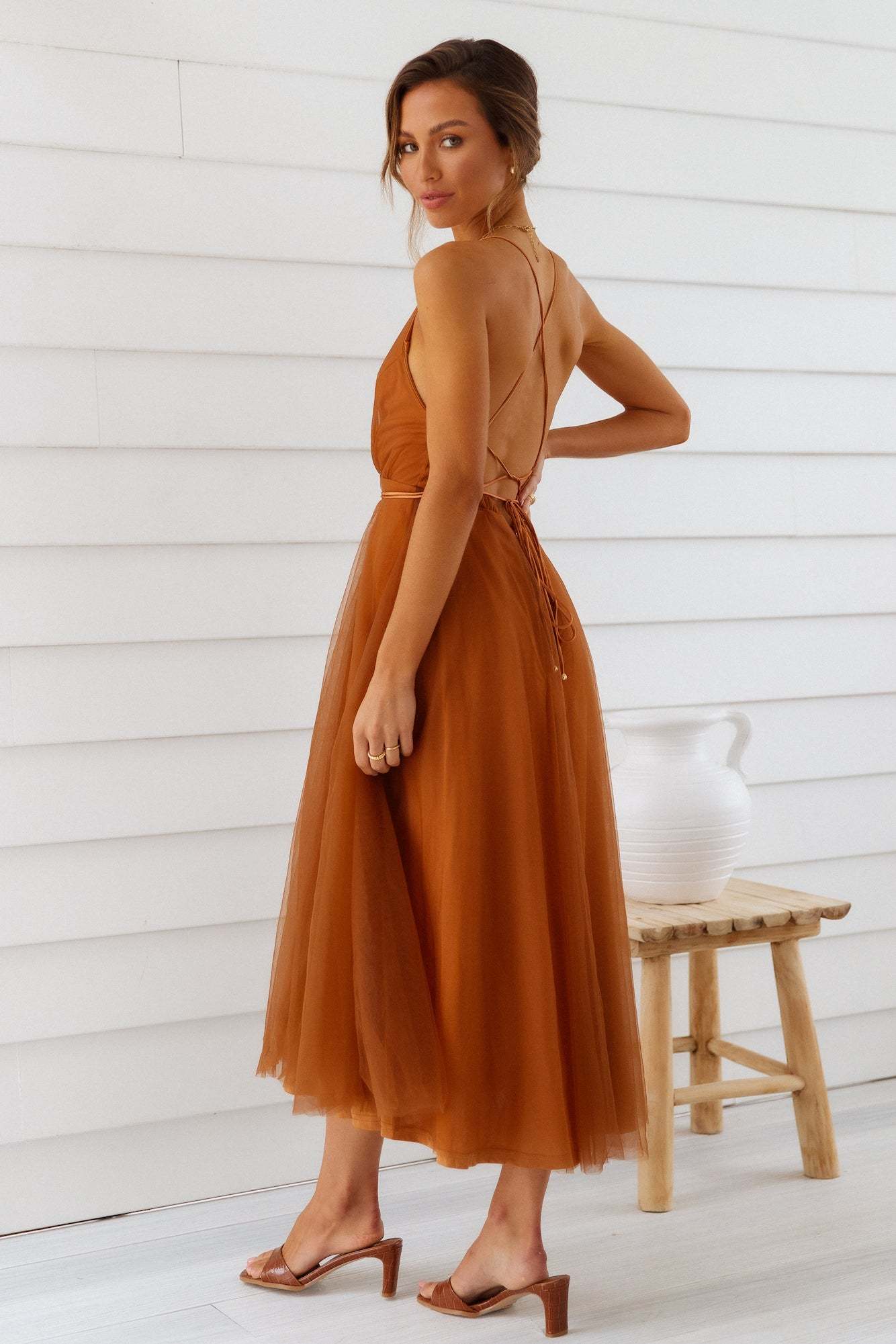 Summer Cinderella Midi Dress Chocolate