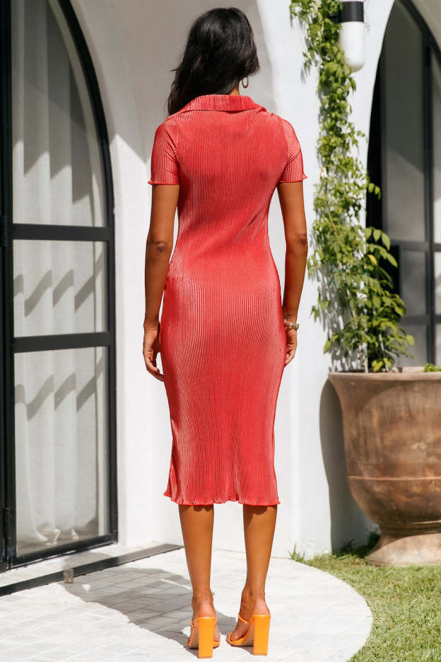 Cloudy Lives Midi Dress Orange