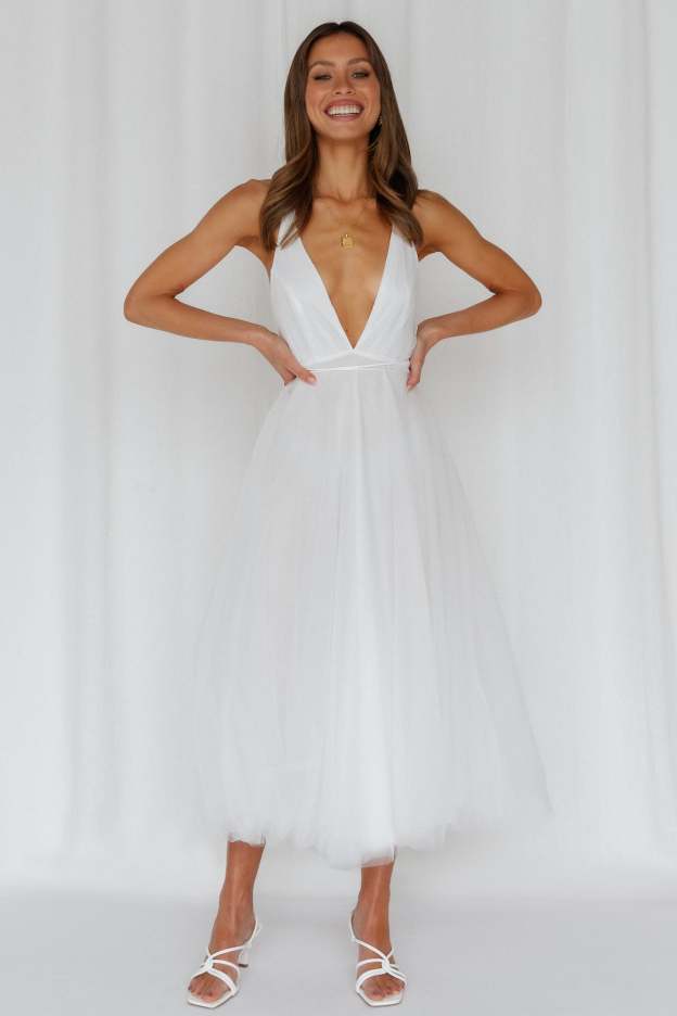 Summer Cinderella Midi Dress White