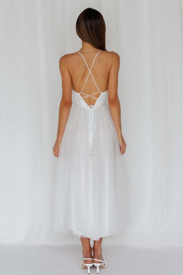 Summer Cinderella Midi Dress White