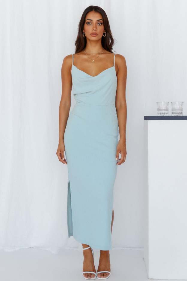 Rooftop Martinis For Two Midi Dress Mint