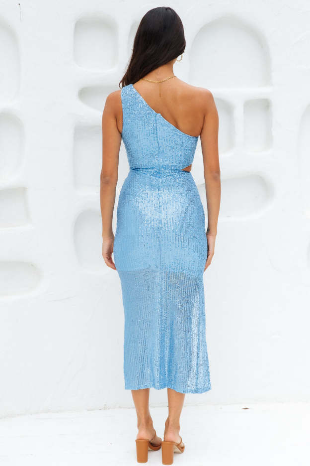 Ballroom Lover Midi Dress Blue Sequin
