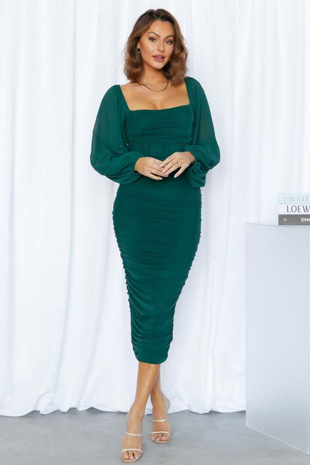 Brooklyn Love Midi Dress Emerald