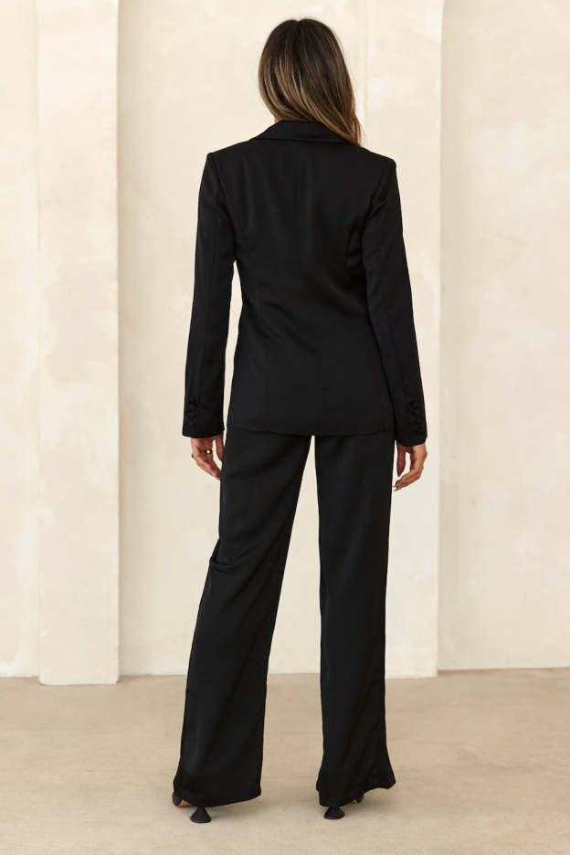 À La Mode Satin Pants Black