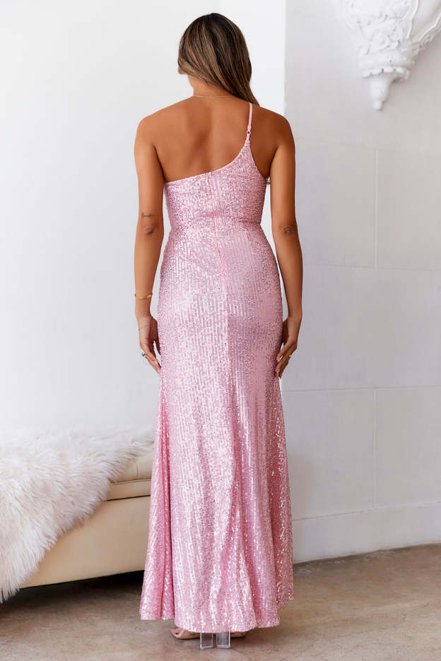DEAR EMILIA A New Glow Sequin Maxi Dress Pink