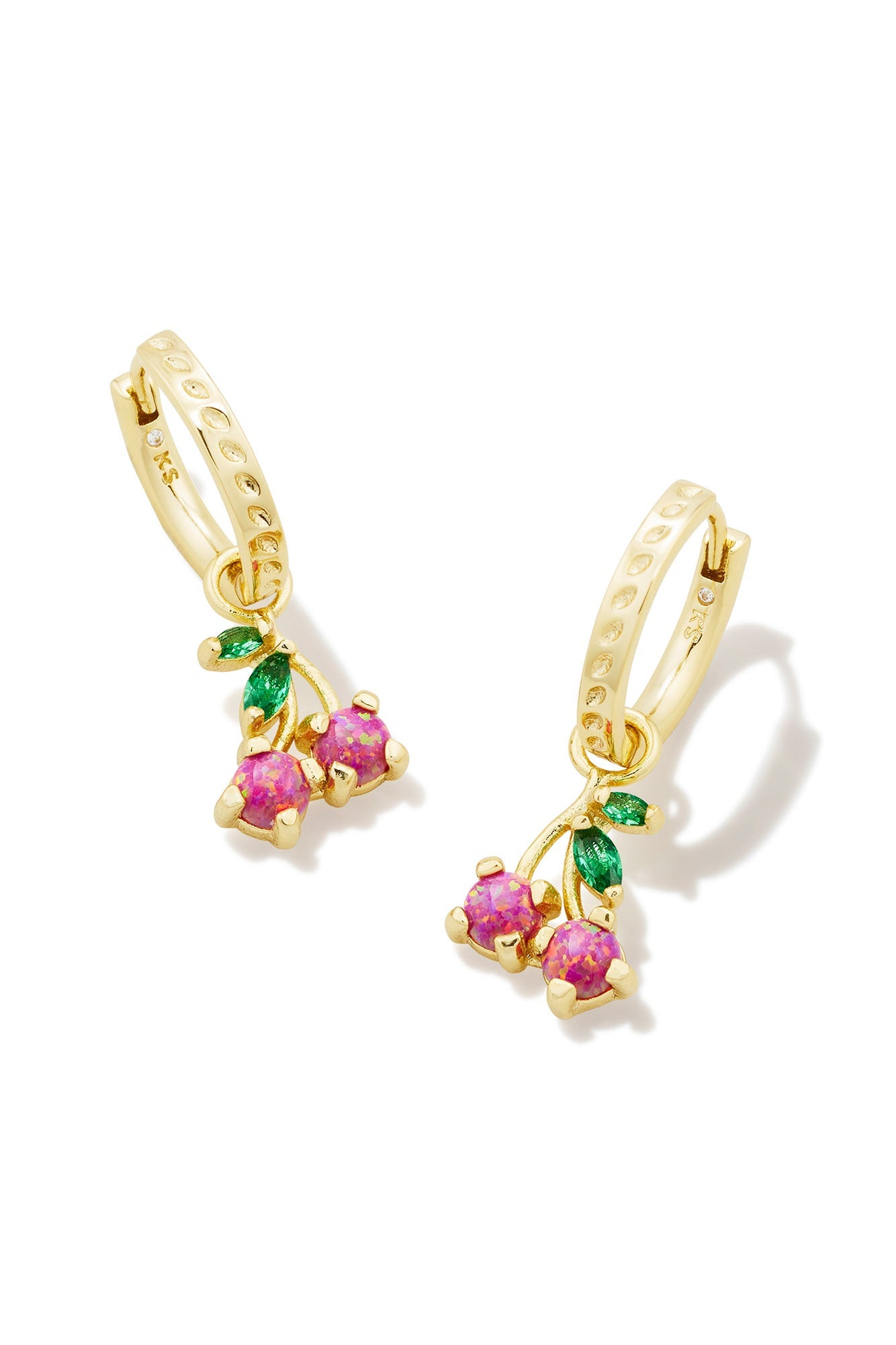 Cherry Gold Huggie Earrings Berry Kyocera Opal