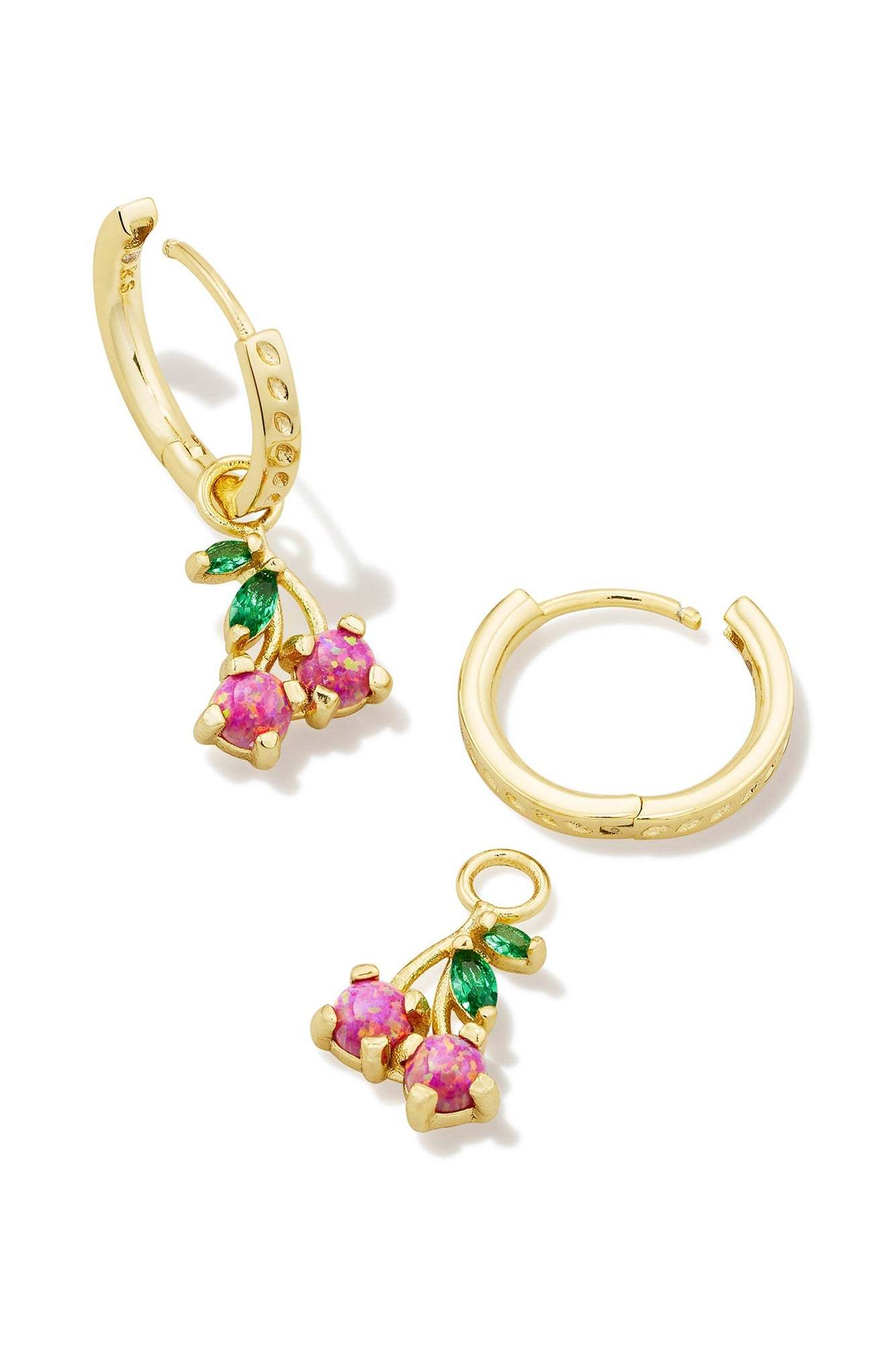 Cherry Gold Huggie Earrings Berry Kyocera Opal