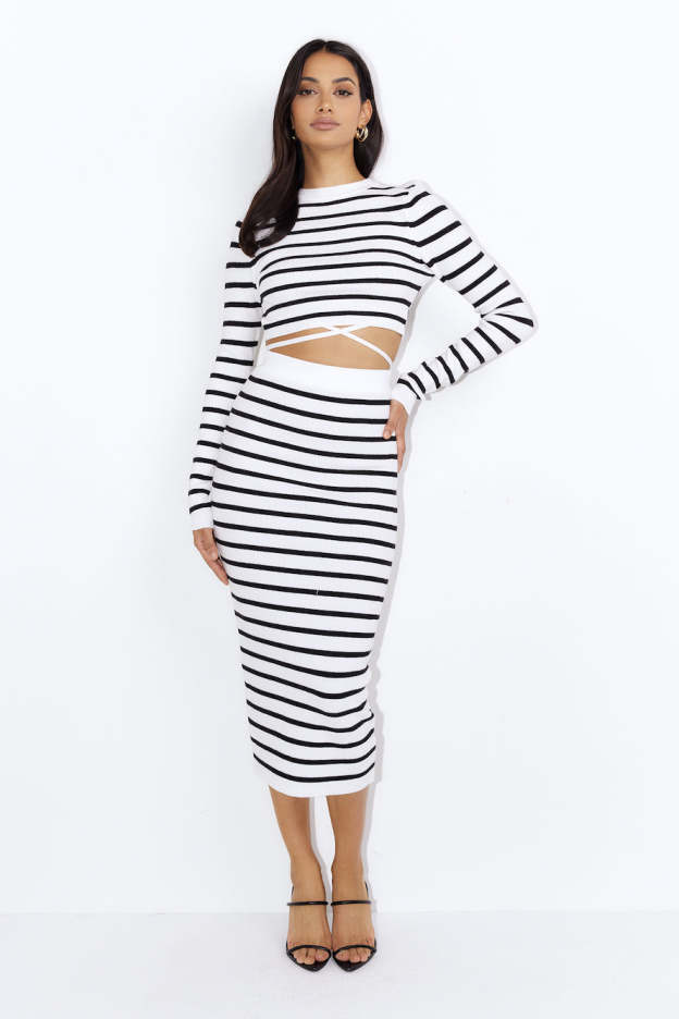 Set On You Knitted Midi Skirt White