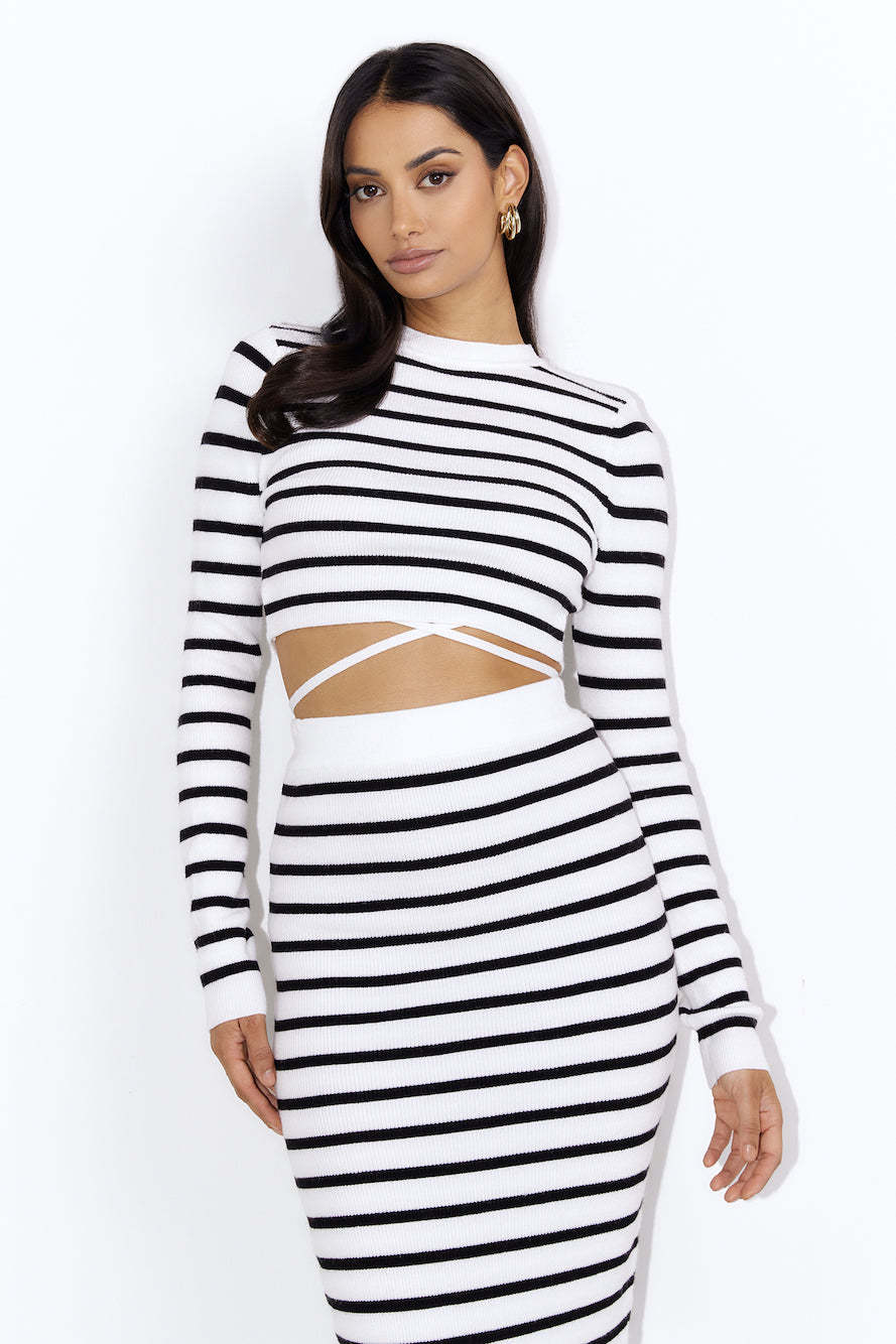 Set On You Knitted Midi Skirt White