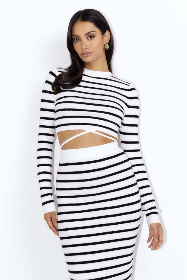 Set On You Knitted Midi Skirt White