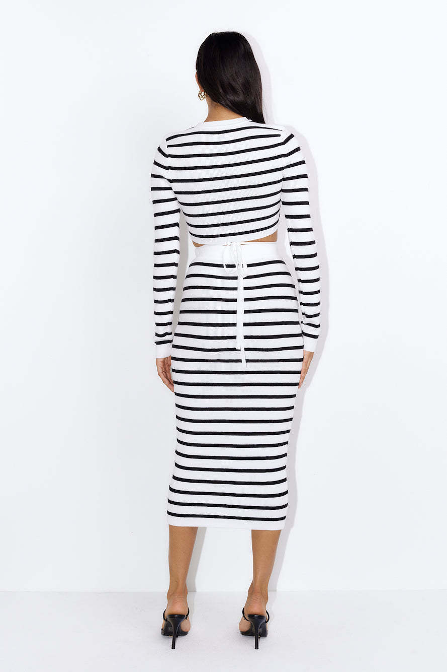 Set On You Knitted Midi Skirt White