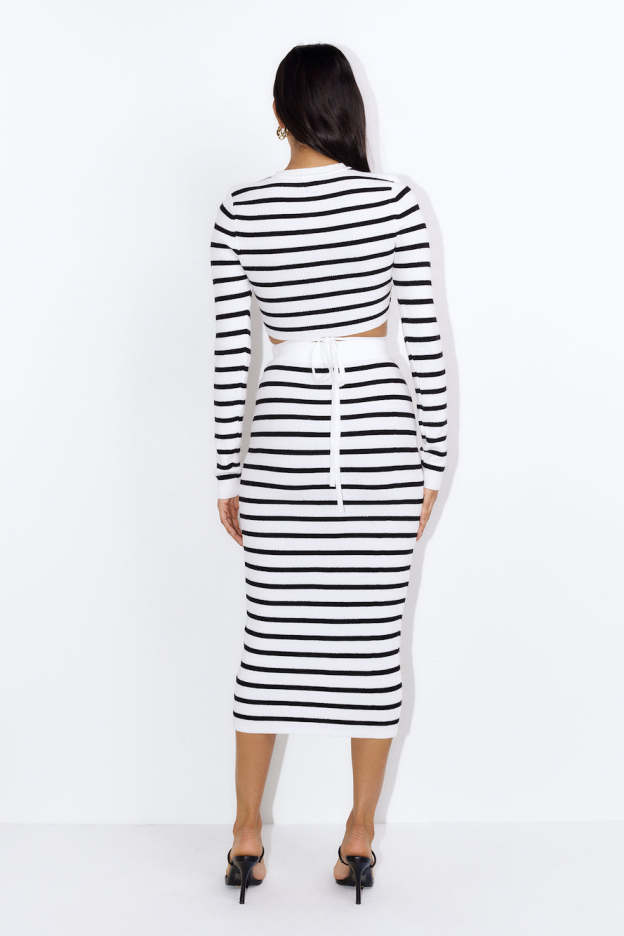 Set On You Knitted Midi Skirt White