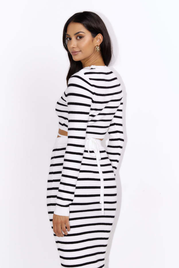 Set On You Knitted Midi Skirt White