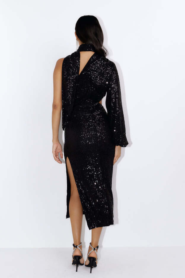 Bring The Class Sequin Maxi Dress Black
