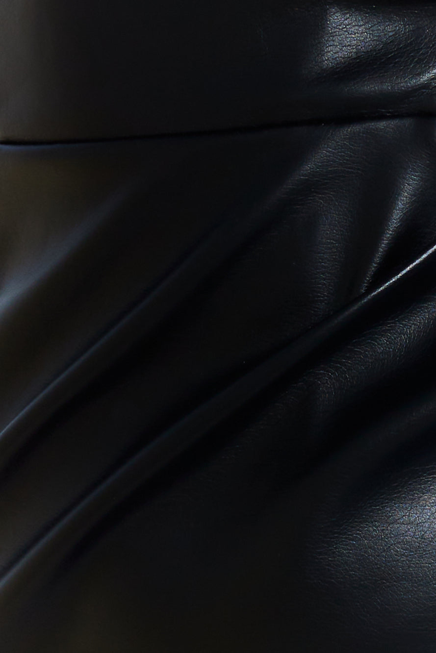 Set This Trend Faux Leather Midi Dress Black