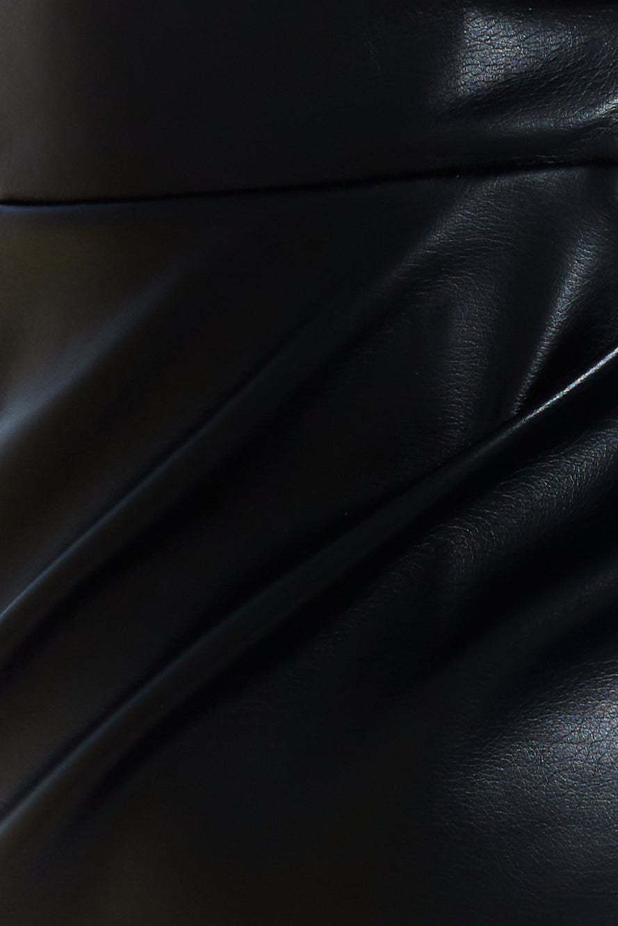 Set This Trend Faux Leather Midi Dress Black