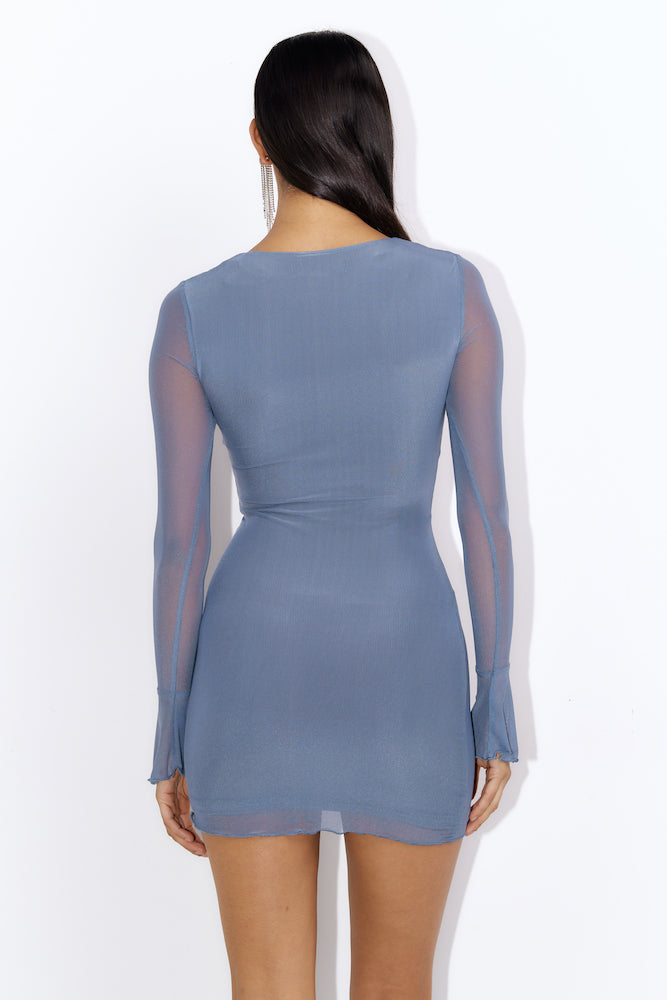 Dance To Me Mesh Mini Dress Charcoal